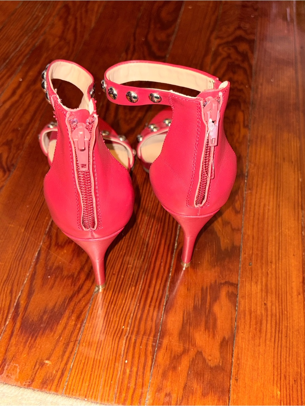Steven by Steve Madden Red Studded Ankle Strap Heels Size 8 - Picture 3 of 6